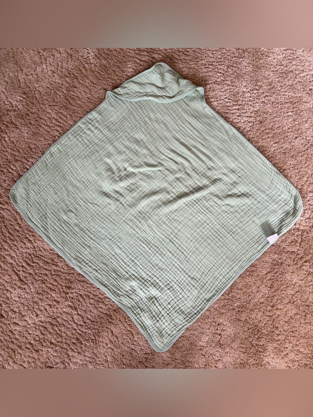 Green Muslin Hooded Baby Towel